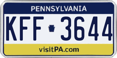 PA license plate KFF3644