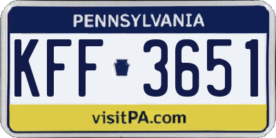PA license plate KFF3651