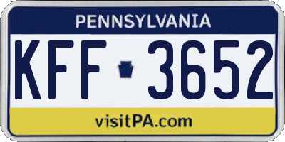 PA license plate KFF3652
