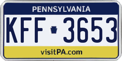PA license plate KFF3653