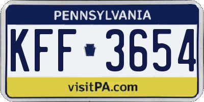 PA license plate KFF3654