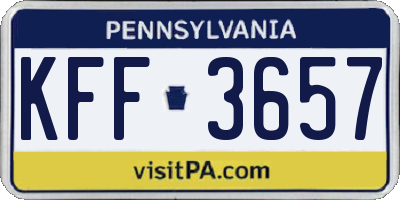 PA license plate KFF3657