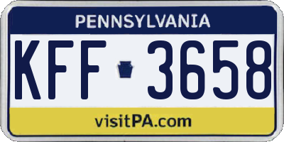 PA license plate KFF3658