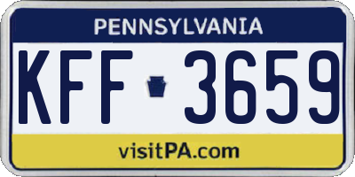 PA license plate KFF3659