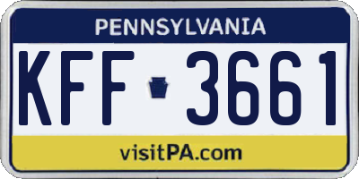 PA license plate KFF3661