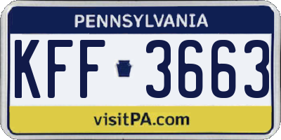 PA license plate KFF3663