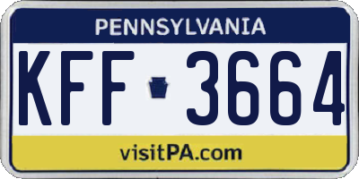 PA license plate KFF3664