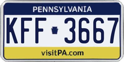 PA license plate KFF3667