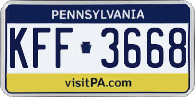 PA license plate KFF3668