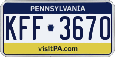 PA license plate KFF3670