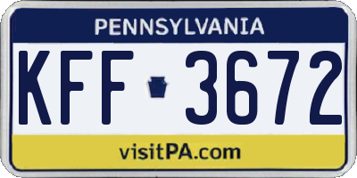 PA license plate KFF3672