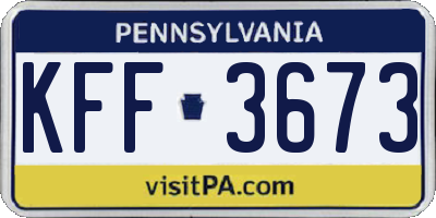 PA license plate KFF3673