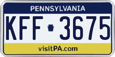 PA license plate KFF3675