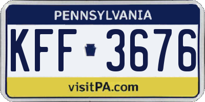 PA license plate KFF3676