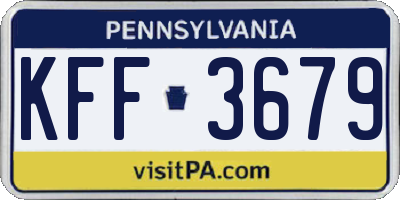PA license plate KFF3679