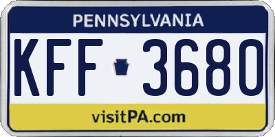PA license plate KFF3680