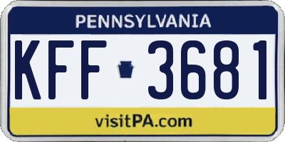 PA license plate KFF3681