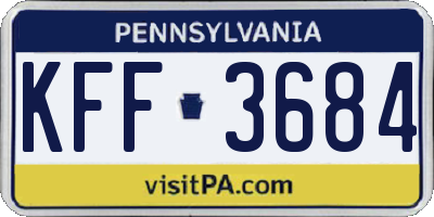 PA license plate KFF3684