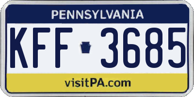 PA license plate KFF3685
