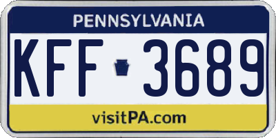 PA license plate KFF3689
