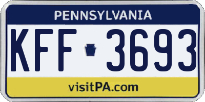 PA license plate KFF3693