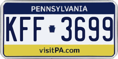 PA license plate KFF3699