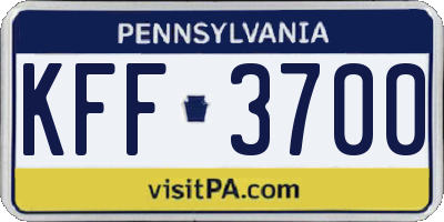 PA license plate KFF3700