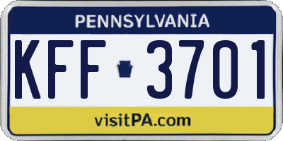 PA license plate KFF3701