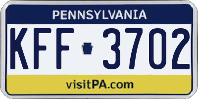 PA license plate KFF3702