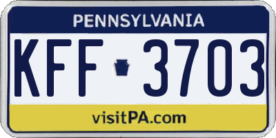 PA license plate KFF3703