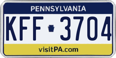 PA license plate KFF3704