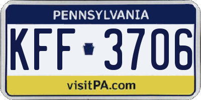 PA license plate KFF3706