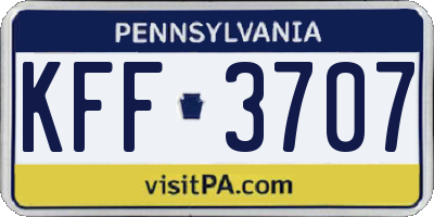 PA license plate KFF3707