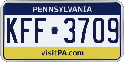 PA license plate KFF3709