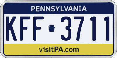 PA license plate KFF3711