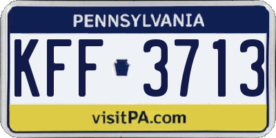 PA license plate KFF3713