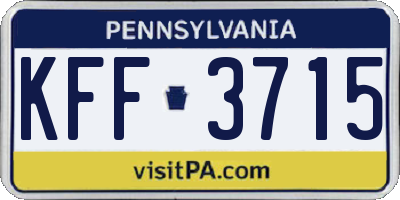 PA license plate KFF3715