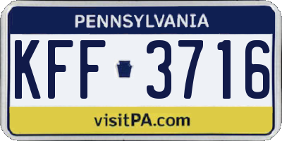 PA license plate KFF3716