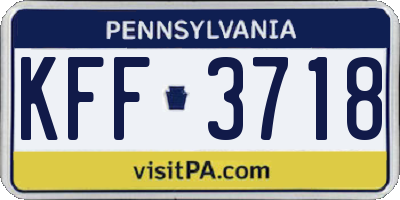 PA license plate KFF3718