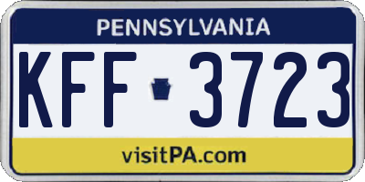 PA license plate KFF3723