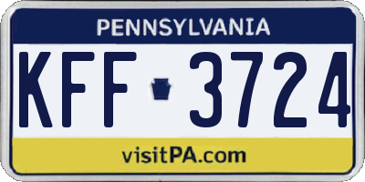 PA license plate KFF3724