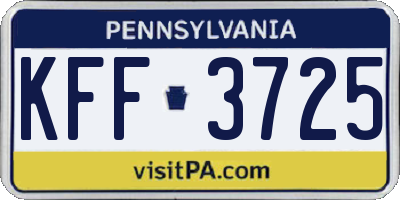 PA license plate KFF3725