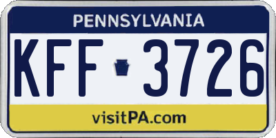 PA license plate KFF3726