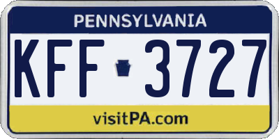 PA license plate KFF3727