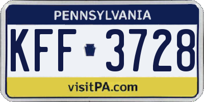 PA license plate KFF3728
