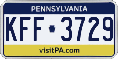 PA license plate KFF3729