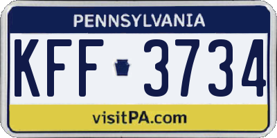 PA license plate KFF3734