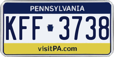 PA license plate KFF3738