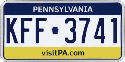 PA license plate KFF3741