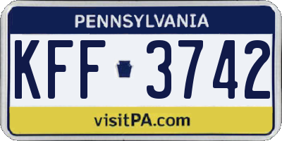 PA license plate KFF3742